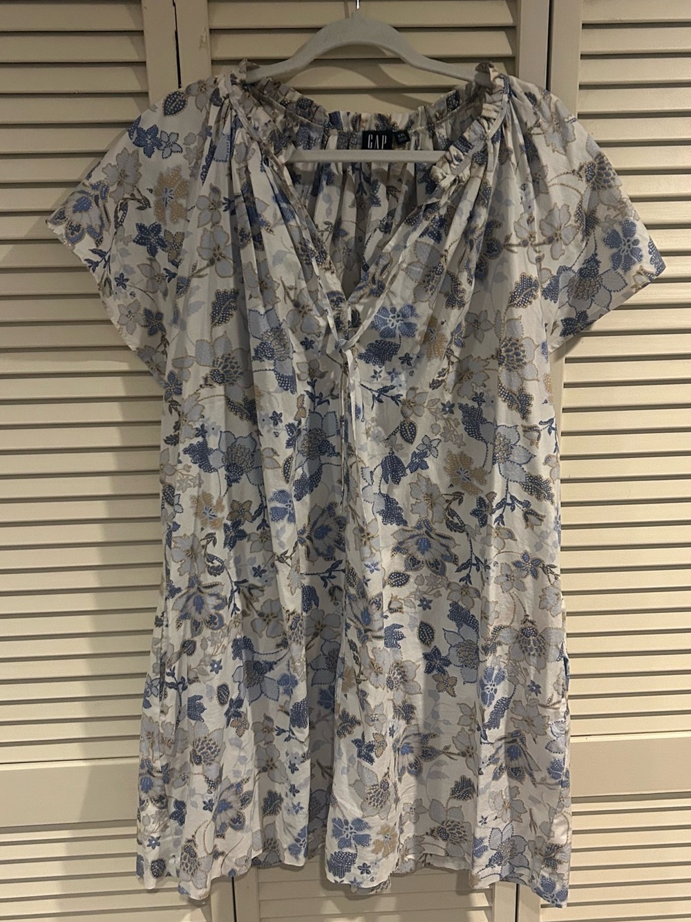GAP Peasant Dress with Blue & Tan Floral Print